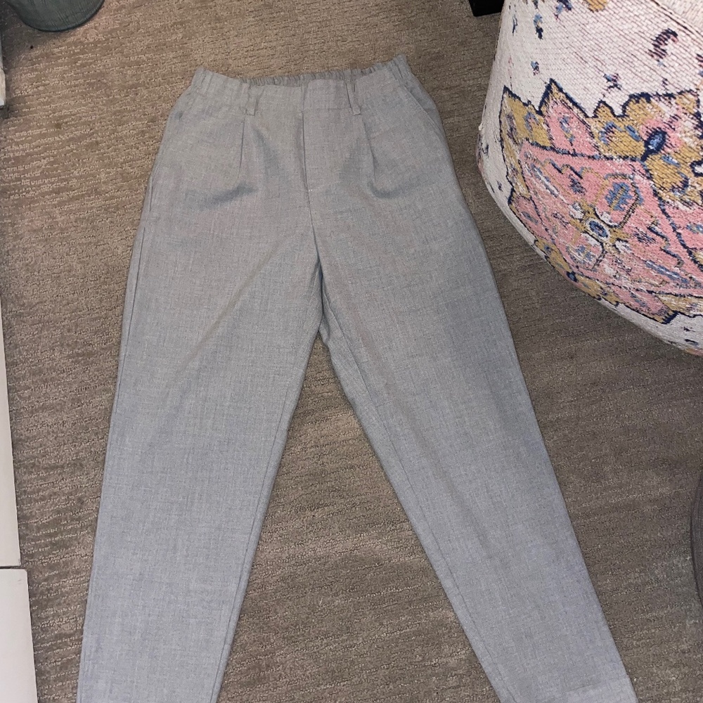 ZARA GRAY ELASTIC SLACK PANTS